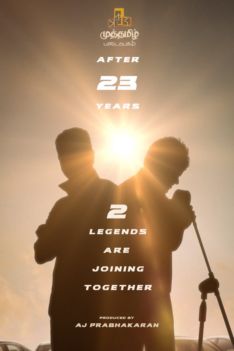PrakashMahadev's tweet photo. After 23 years, Two Legends are joining together for @muthamizh777 Production No 3 👀🤔 🚦 https://t.co/NMNdCP6EzO