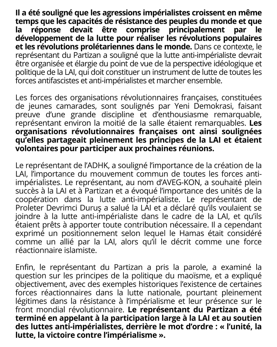 Cause_du_Peuple's tweet photo. 🔴⚡ LIGUE ANTI-IMPÉRIALISTE | Ce dimanche était organisée à #Paris une réunion de présentation de la LIA, par les camarades du Partizan.

Des organisations révolutionnaires de France et de Turquie étaient présentes, et ont salué la création de la Ligue.

https://t.co/lLSCWU4HpD https://t.co/IeGijoVpOG