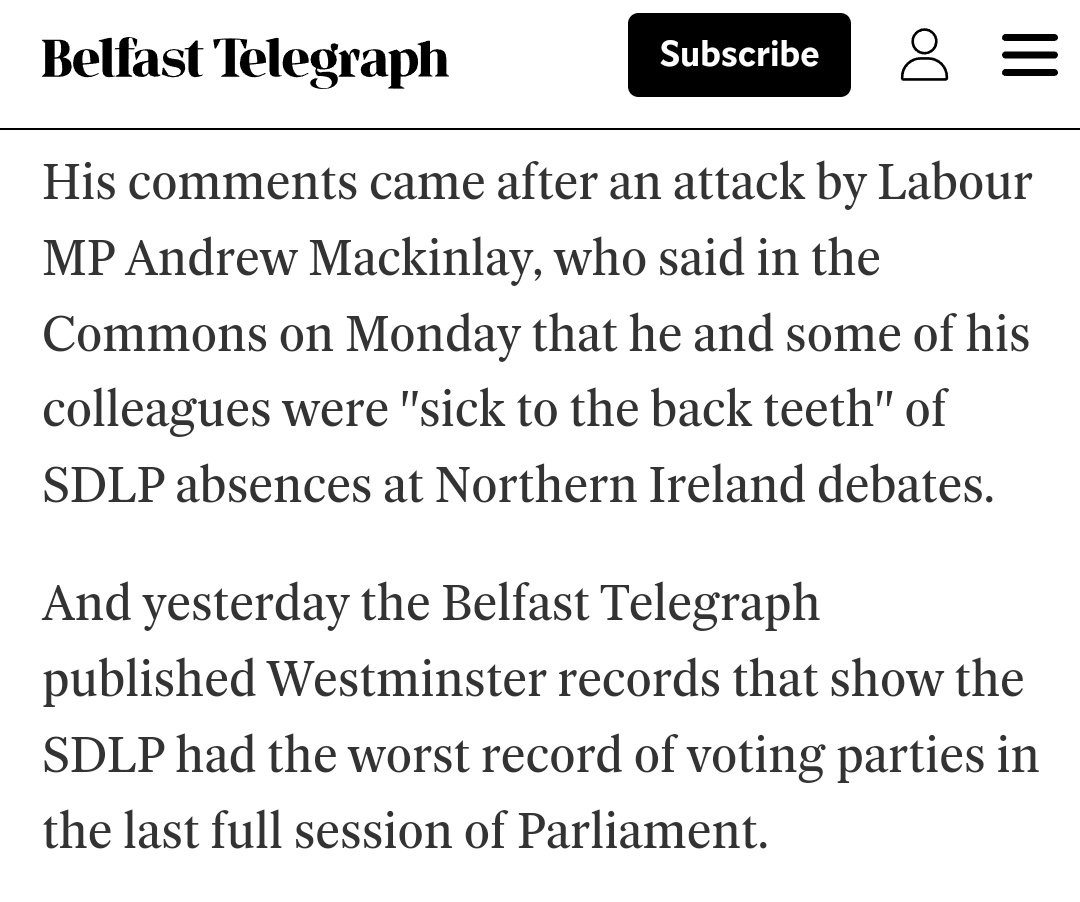 ChrisTo26639442's tweet image. Comedy @columeastwood! 

SDLP attendance was found to be  worst out of all parties at Westminster. 

MPs even complained about it!! 

Time to be honest! 

Westminster is for personal gain and self-preservation! 

#ge24 #Derry #Foyle 

@eamonderry 
@shaunharkin17 
@pb4p