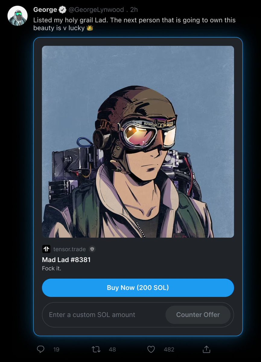 andrelqco's tweet image. Not many people realize that Solana just changed the game with Blinks.

Wtf are Blinks?

It’s an abbreviation for Blockchain links.

It allows any on-chain action (think mint, swap, pay, etc.) into a shareable link.

You can even include a link in a tweet that lets people…