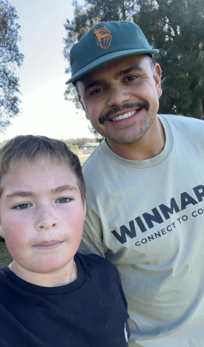 “A big shout out to this amazing footballer,” wrote Terry Green.

“Playing in front of 90,000 people, jumps on a plane back to Sydney, then on a plane to Taree to meet up with all the Junior league kids this morning… in my eyes he is a true champion.”