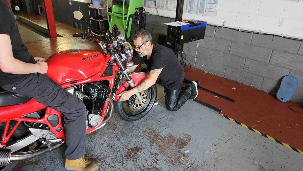 premiermot's tweet photo. Another bike MOT group hard at work at our Essex centre! 😭 https://t.co/VgFqCpmvSH