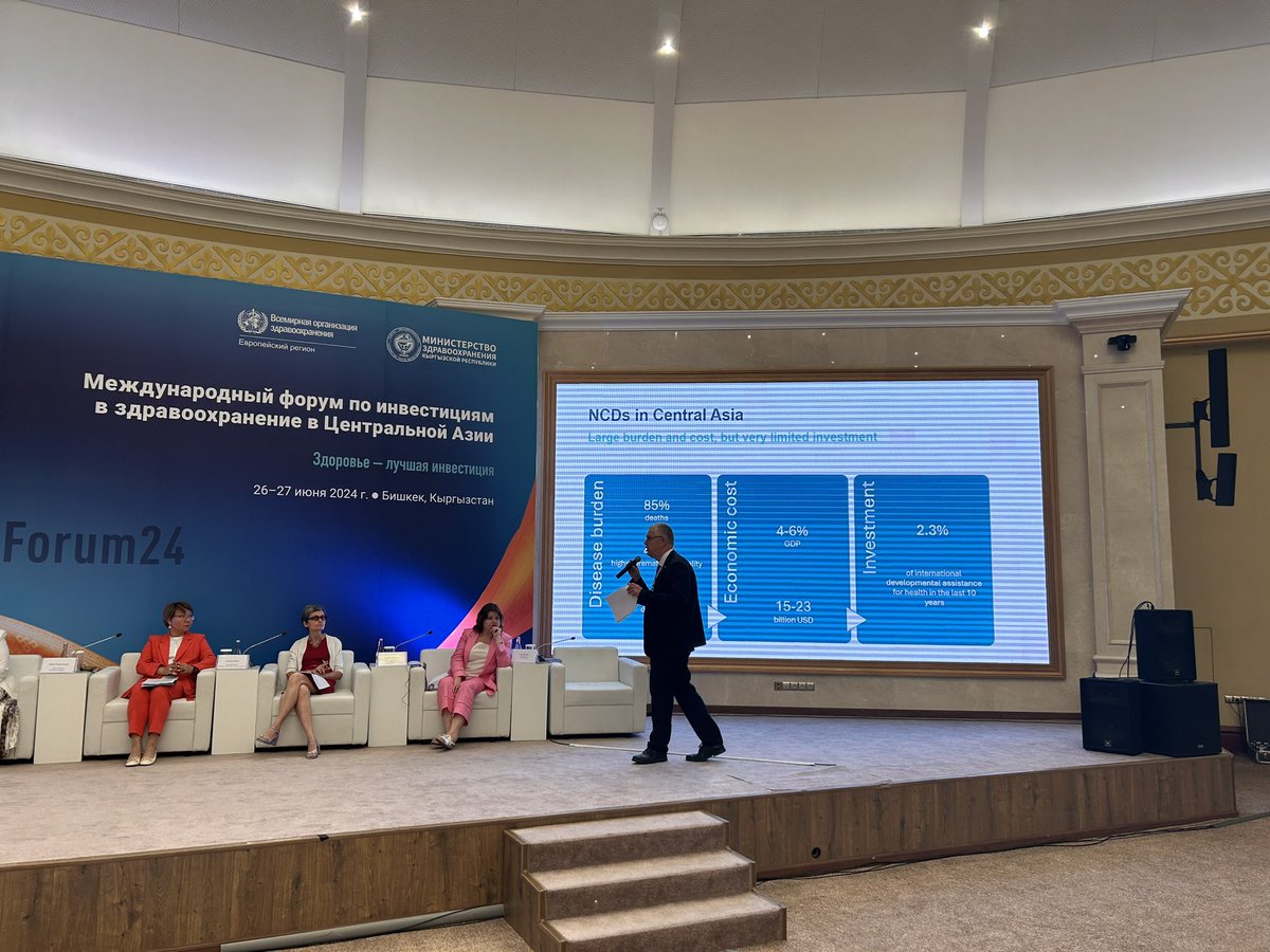 hans_kluge's tweet photo. In Central Asia, non-communicable diseases account for 90% of deaths &amp; 85% of disability years.

⬆️primary health care is key to impactful, people-centered interventions. 

Evidence-based, cost-effective solutions can ⬆️ health outcomes in just 2-to-7 years.

#CAInvestmentForum24 https://t.co/anVugub5Nt