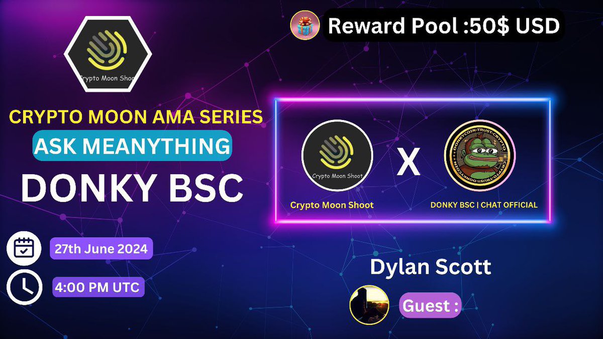 🔈AMA ASK ME ANYTHING !🔈

We're thrilled to announce our AMA today with Crypto Moon Shoot!

AMA Details:

📆Date: June 27, 2024
🔜Time: 16:00 UTC

Telegram:

t.me/CryptoMoonShoo…