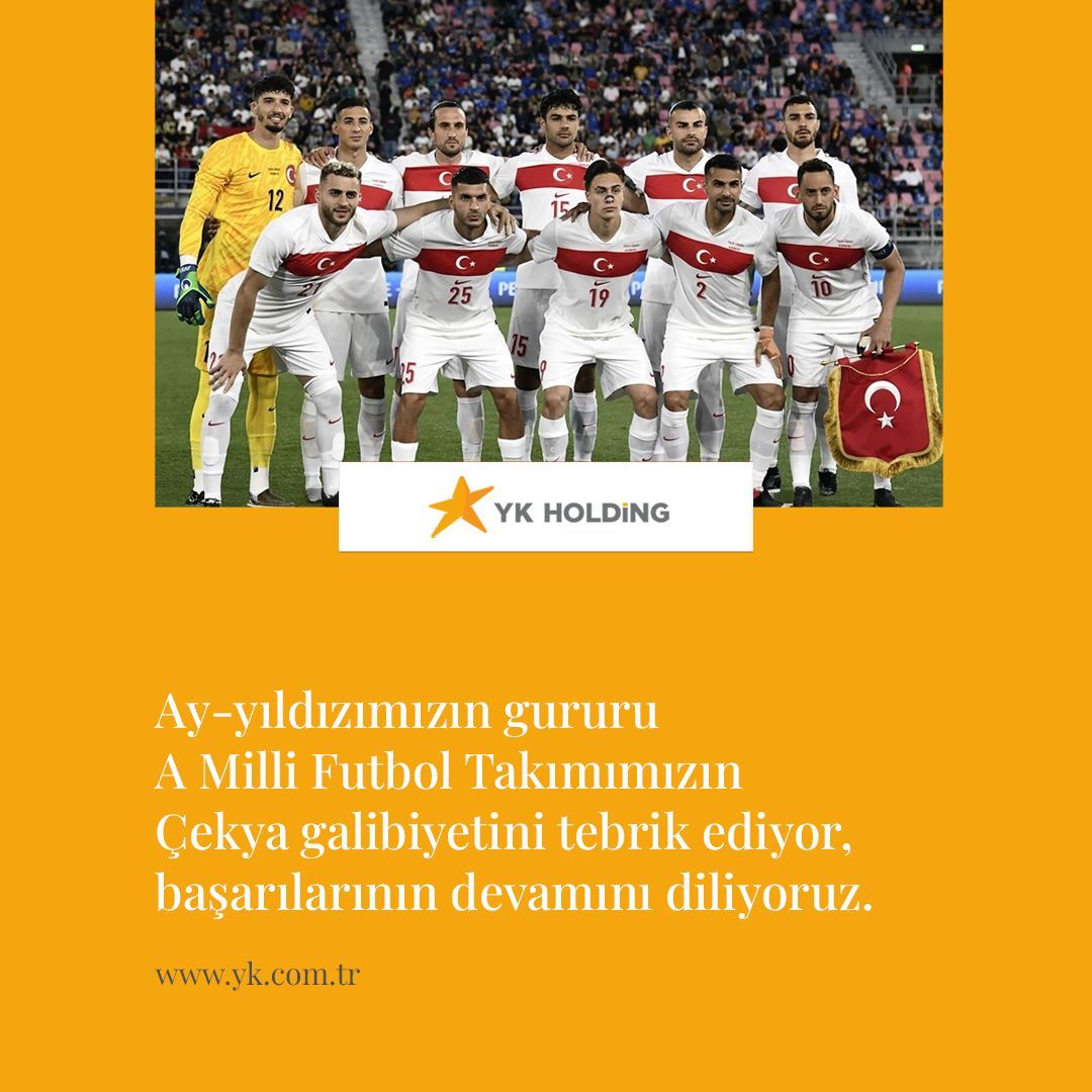 Türk Milli Takımımızı, Çekya karşısındaki muhteşem galibiyetinden dolayı yürekten tebrik ediyoruz! Bu başarıda emeği geçen tüm oyuncularımızı ve teknik ekibimizi kutluyoruz. 

#MilliTakım #Galibiyet #TürkFutbolu #ykholding