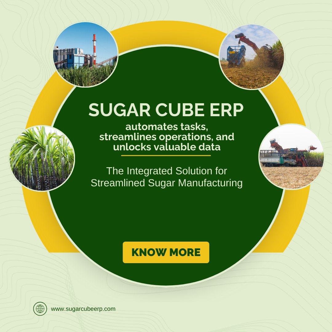 SugarERP's tweet image. Sweeten your bottom line with Sugar Cube ERP!   Secure, user-friendly platform manages ALL sugar mill operations: finance, cane mgmt, inventory &amp;amp; more. Real experts, real results. Request a demo today! 
sugarcubeerp.com
#SugarProcessing #ERP