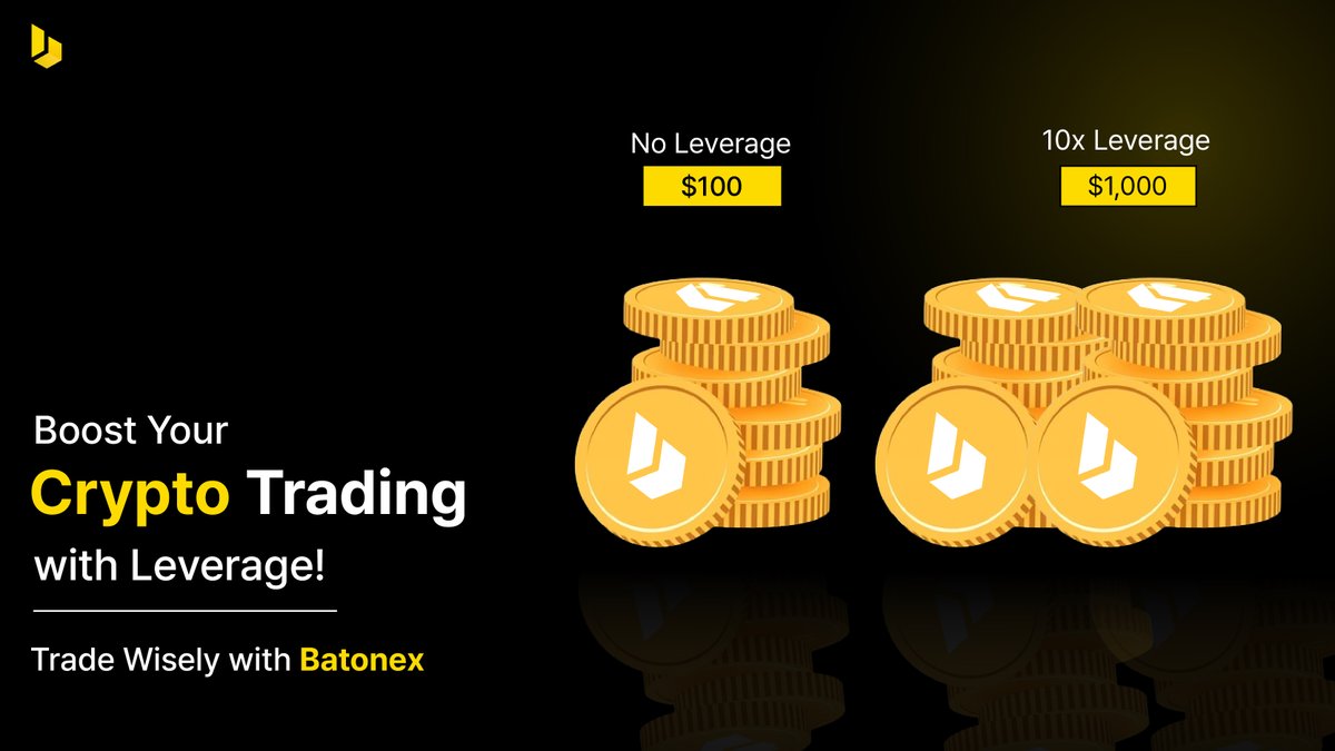 batonex_global's tweet image. Leverage lets you trade with more funds than you have, increasing potential profits and risks.

Example: With 10x leverage, $100 becomes $1,000 in trading power. Trade wisely with Batonex!

#CryptoLeverage #TradingTips #Batonex