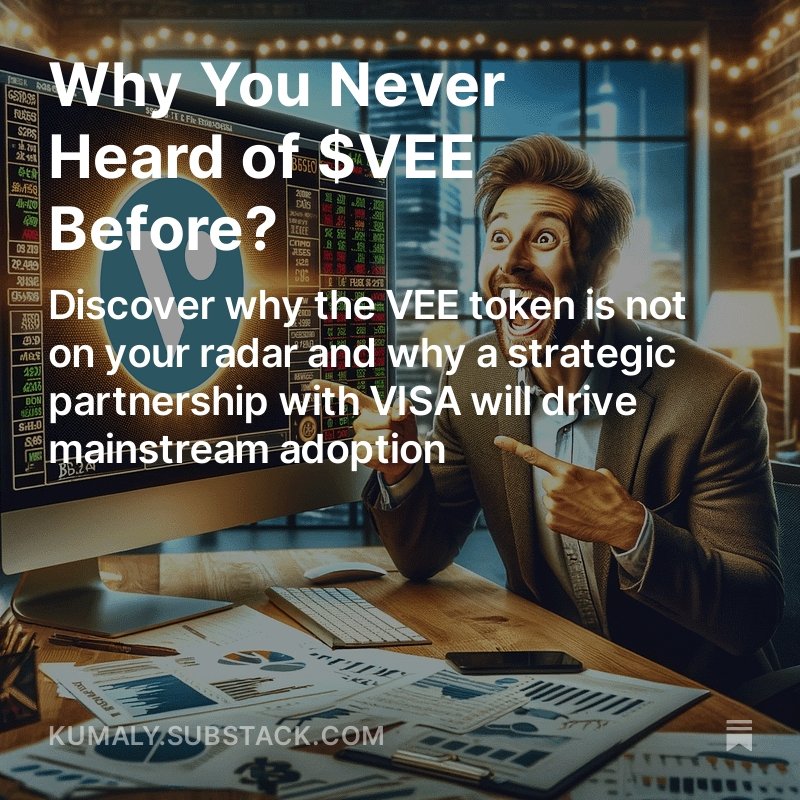 kumalycom's tweet photo. Why You Never Heard of $VEE Before?

Discover why the VEE token is not on your radar and why a strategic partnership with VISA will drive mainstream adoption
https://t.co/lB0Yartvai

$VEE #Web3 #smartNFT @blockv_io @SmartMedia_Tech https://t.co/qPUcBKR6Yk