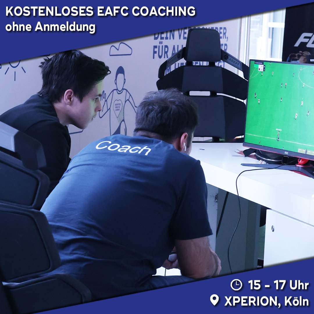Auch diesen Samstag könnt ihr euch wieder kostenlos in #EAFC coachen lassen! 🔥

<a href="/SeriousFUTJoker/">FUTJoker</a> erwartet euch von 15:00 Uhr bis 17:00 Uhr in der <a href="/CosmosDirekt/">CosmosDirekt</a> eFootball Arena im <a href="/xperion_germany/">XPERION</a> Köln 💪
#CosmosDirekteFootballArena