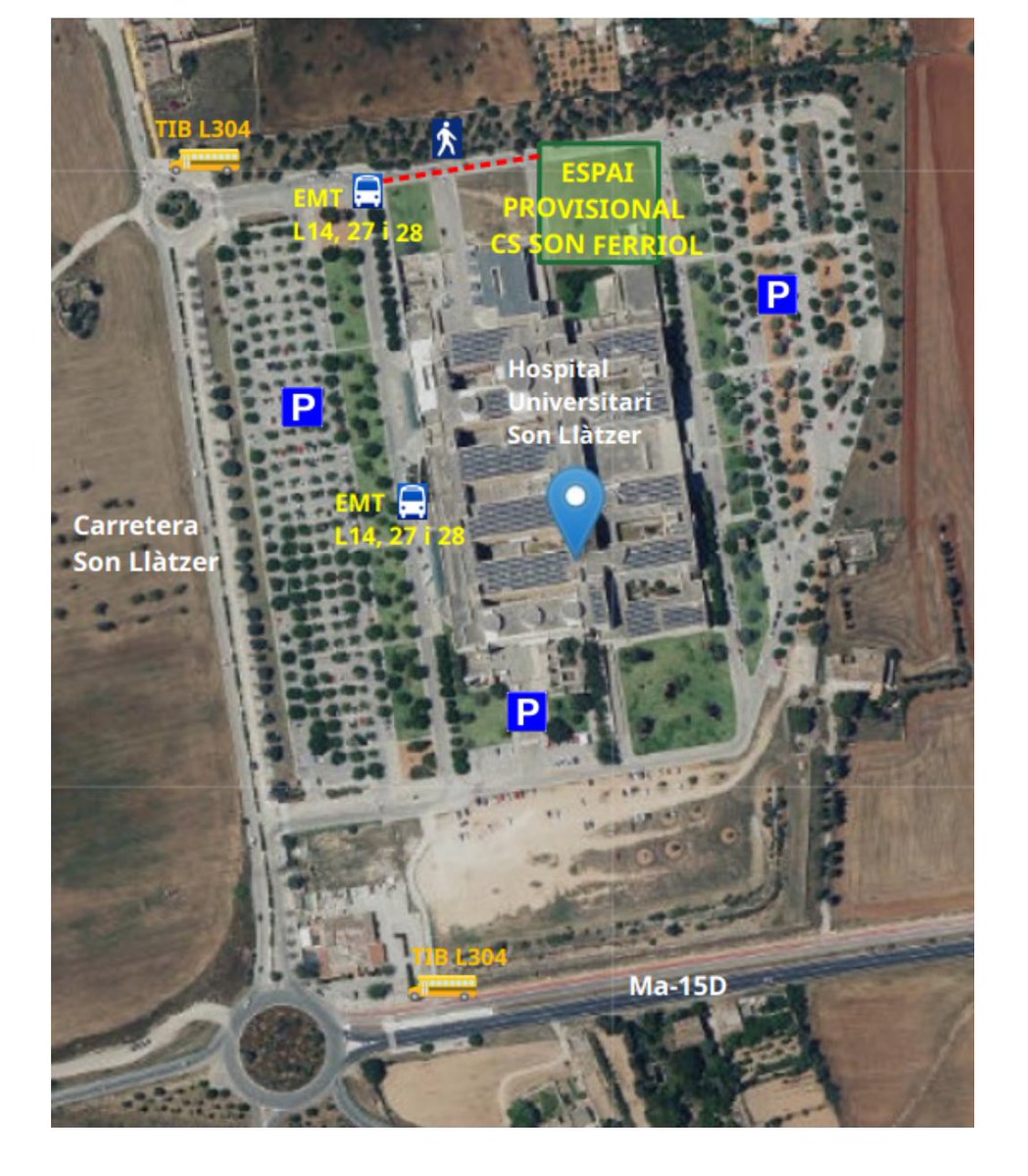 📅📢Dia 28 de junio nos trasladamos a las instalaciones provisionales anexas al Hospital Sont Llàtzer. Sólo atención de urgencia en la UBS de Sant Jordi de 8-15h 
🔜Más información en el siguiente enlace web: ibsalut.es/es/empresas-y-…