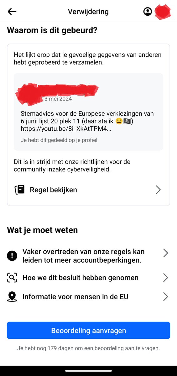 Een totaal onschuldige post van mij op <a href="/Facebook/">Facebook</a> met een link naar het campagnefilmpje van <a href="/Piratenpartij/">Piratenpartij</a> - <a href="/DeGroenen/">De Groenen</a> is verwijderd. 

Waarom?