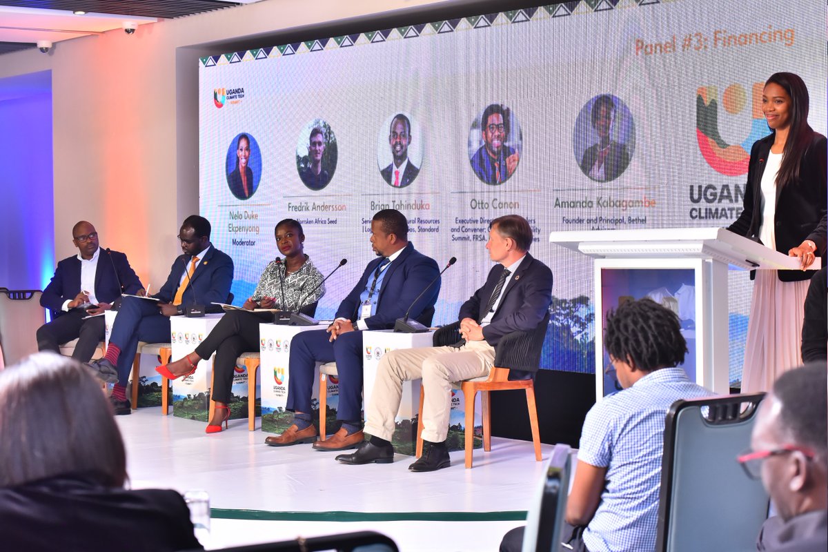 STIsecretariat's tweet photo. Insightful panel at UCTS2024 on ‘Unlocking Capital for Climate Innovation’! 🌍✨

• Overview by Brian Tahinduka: Climate finance initiatives began in the early 2000s with tax incentives for renewable energy.
• Government aligning with NDCs through strategic documents like NDPs.
#UCTS2024 #SustainableUganda #CleanTech