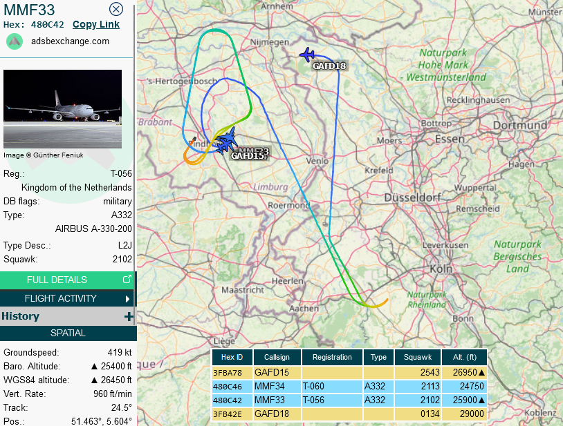 SirListenalot's tweet photo. Second group of #EUFI #GAFD15-18(?) is joining up with MMU #A332's #MMF33 & #MMF34 out of Eindhoven https://t.co/TXZ51aXdUC
