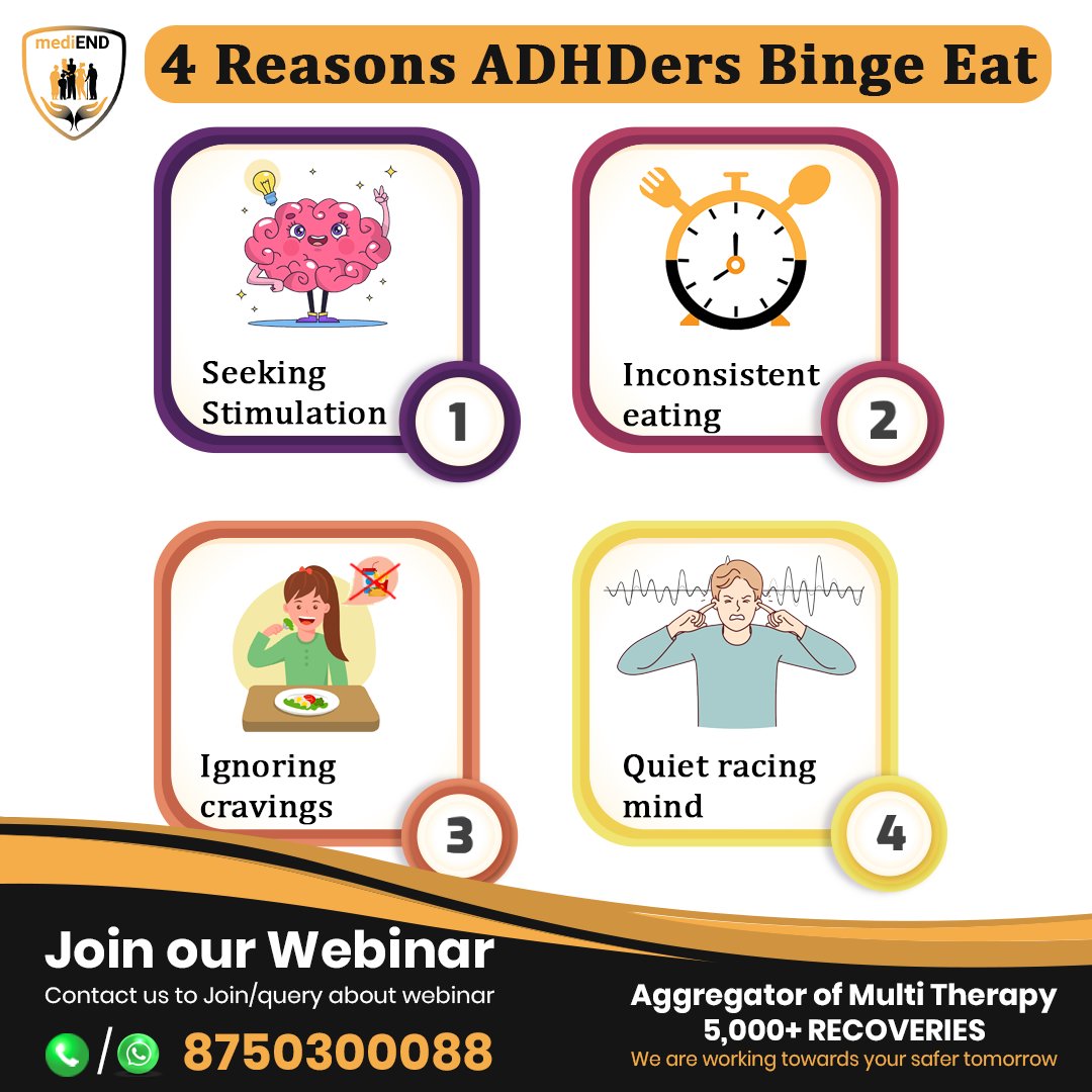 medi_end_'s tweet photo. 4 Reasons ADHDers Binge Eat...
Register now at https://t.co/VWXdwtNHkV or call 8750300088.
.
.
.
.
#Health #Register #autismdisorder #healthcare #mediend #autismspectrum #ADHDawareness #AutismAwareness #autistic #asd #autismtherapy #autismlife #ADHD #adhdbrain #adhdmom #autism https://t.co/cr32GgB4Yr