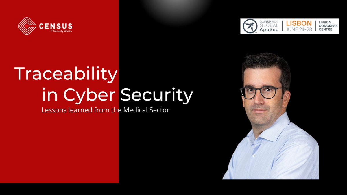CENSUS (@census_labs) on Twitter photo Join Konstantinos Papapanagiotou at <a href="/owasp/">OWASP® Foundation</a> Global AppSec tomorrow! He'll discuss cybersecurity, regulatory needs, and best practices for medical devices. Don't miss it!
owaspglobalappseclisbon2024.sched.com/event/1VTbW/tr…
#cybersecurity #medicaldevices #AppSec Join Konstantinos Papapanagiotou at <a href="/owasp/">OWASP® Foundation</a> Global AppSec tomorrow! He'll discuss cybersecurity, regulatory needs, and best practices for medical devices. Don't miss it!
owaspglobalappseclisbon2024.sched.com/event/1VTbW/tr…
#cybersecurity #medicaldevices #AppSec