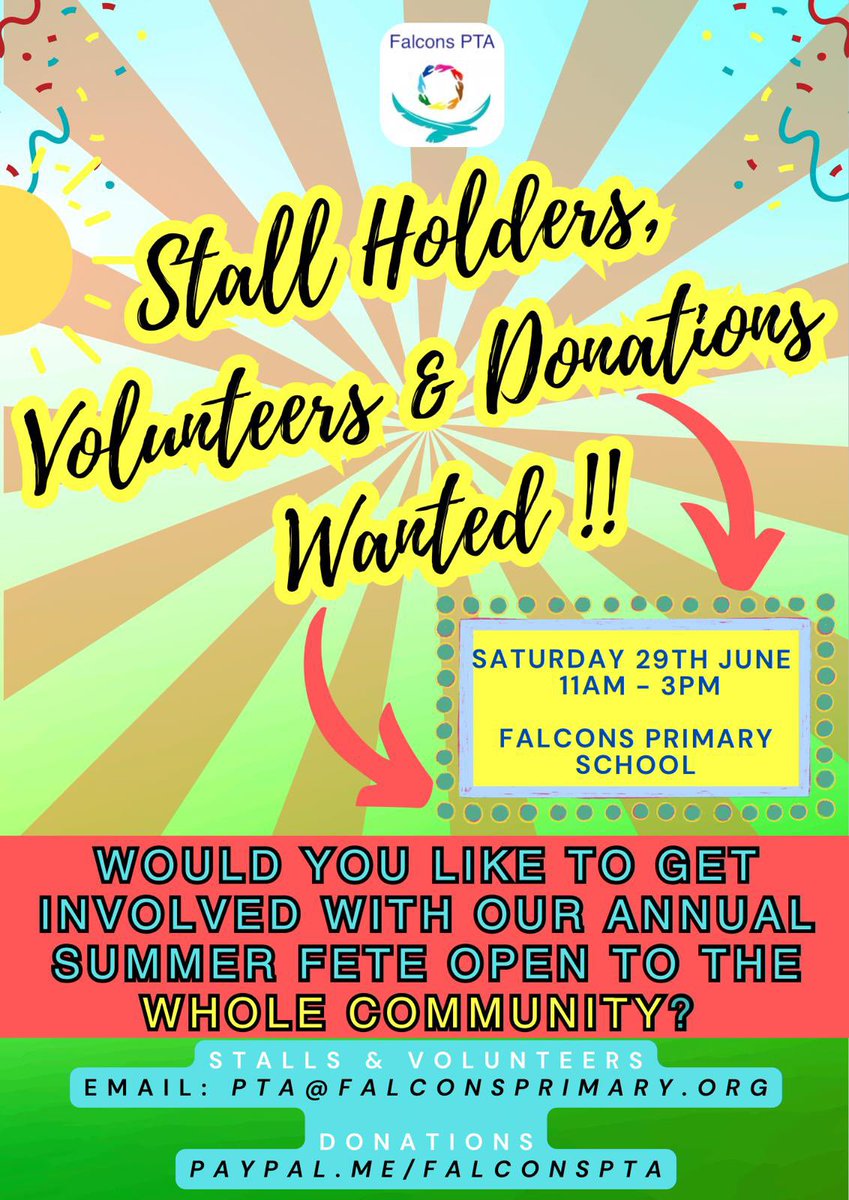 KAURinthemaking's tweet photo. @PrimaryFalcons SCHOOL FETE ** THIS SATURDAY 29th JUNE ** https://t.co/Pf5jByKdRU