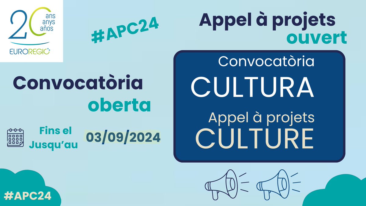 Euroregion's tweet image. 🚨 L'appel eurorégional à projets Culture #APC24 est ouvert !

📅 Candidatures jusqu'au 03/09/2024

📝 Plus d'informations sur : swll.to/usyqVsT

#projets #euroregion #projetsculture #appelaprojets #culture #cooperation #art #langues #transfrontalier