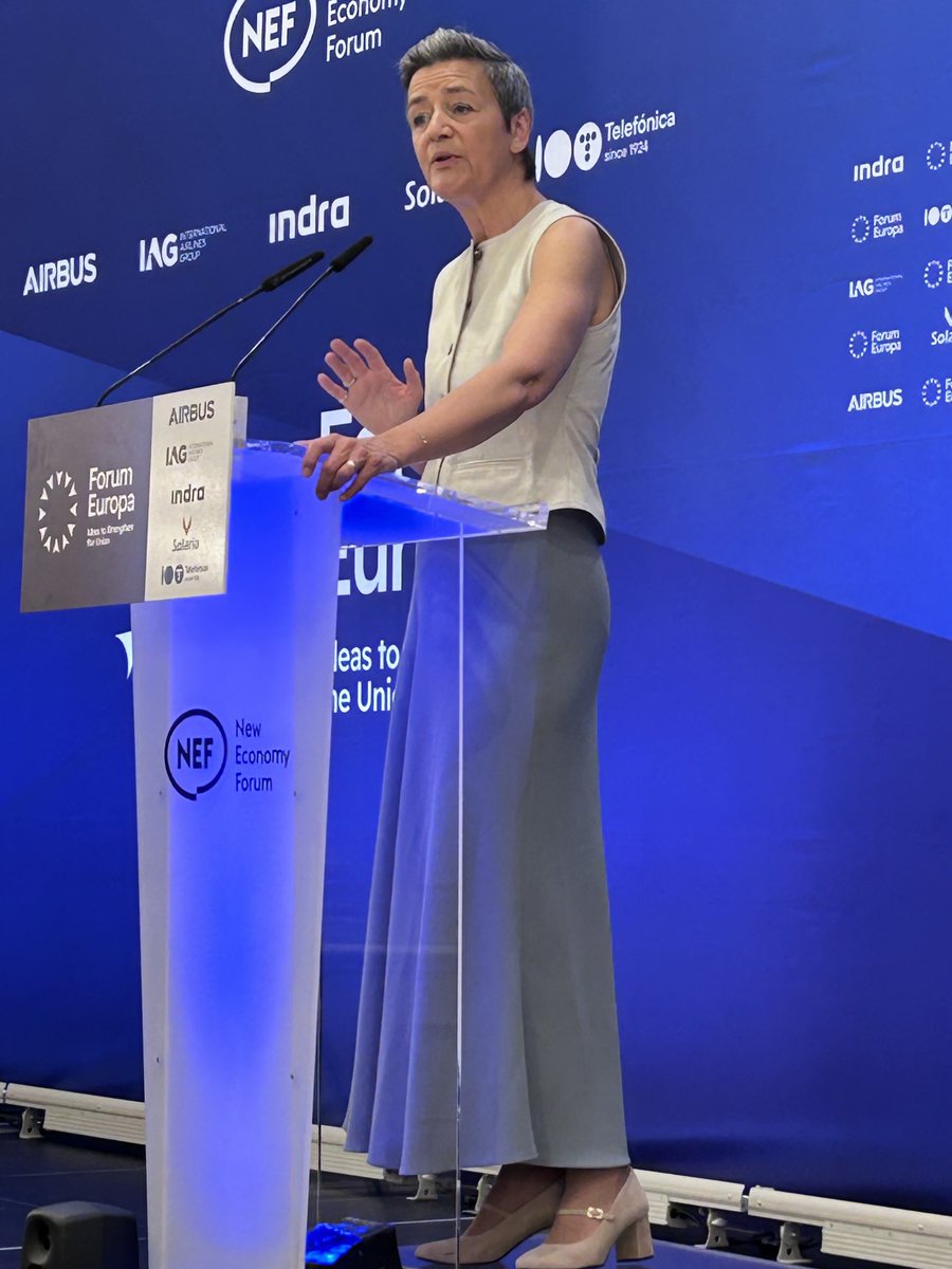 ⁦<a href="/vestager/">Margrethe Vestager</a>⁩ need more #singlemarket not less 4 next #EU mandate. SMs in Electricity, Energy, Telecoms &amp; ⬆️ #enforcement .We can’t outspend the US or China but we can make smart R&amp;I investments and create a capital market that works ⁦<a href="/EuroCommerce/">EuroCommerce</a>⁩ ⁦<a href="/ForumEurope/">Forum Europe</a>⁩
