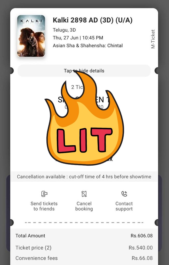Sr_av_an_04's tweet photo. Gold Tickets Available : Asian Sha &amp; Shahensha : Chintal Two Tickets
 T - series
#Kalki2898ADonJune27 #hyderabad #Kalki #KalkiReview #Kalki2898ADonJune27 #BlockBusterKALKI https://t.co/ulo7Kgv9Lh