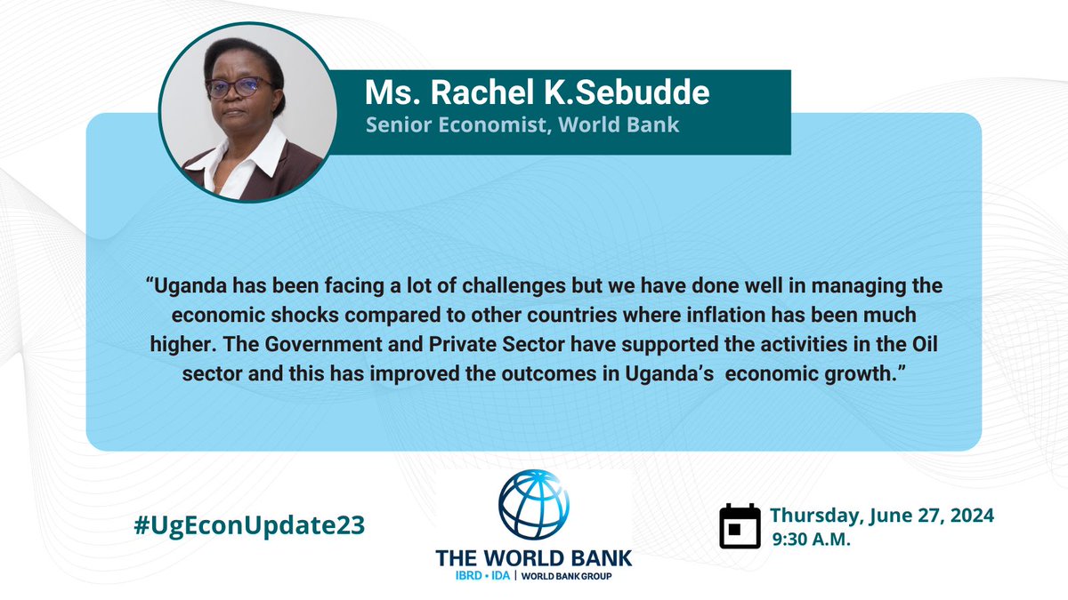 Uganda4Dev's tweet photo. @RachelSebudde @WorldBank @SolomonSerwanjj @AfricanIIJ @mofpedU #UgEconUpdate23 Ms. @RachelSebudde: "We need to look at public expenditure. We must our cloth accordingly because it is easy to lose balance if we do not curb our public spending especially since we are still recovering from COVID-related shocks." https://t.co/G6DYAINU2q