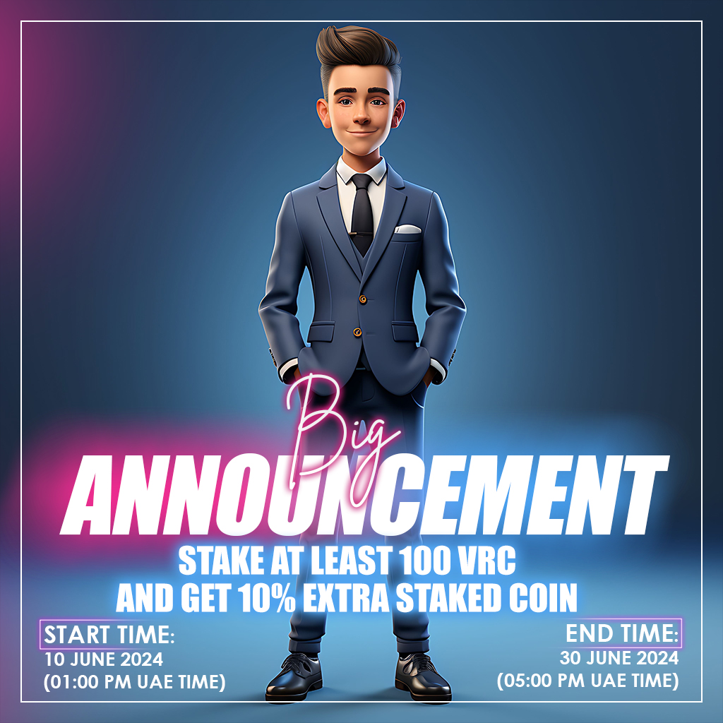 Blocklabtech's tweet photo. Get rewarded with 10% extra staked coins, If you stake 100+ VRC! The offer ends at 30 June, 5 PM (UAE Time).
🔗 VRC App: 👉https://t.co/jX1LgOu0p8
🔗 Website: 👉https://t.co/TJGZOeHZJf
#VRC #VRCNetwork #Crypto #Staking #CryptoRewards #Blockchain #CryptoBonus #StakeToday #EarnWithVRC