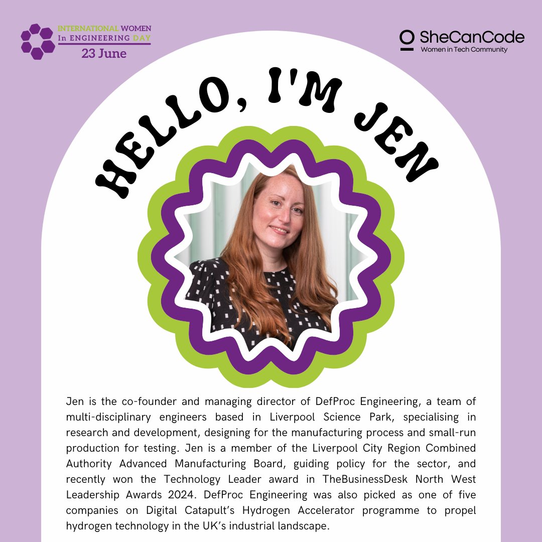 shecancodehq (@shecancodehq) on Twitter photo π Meet Jen, Co-Founder & Managing Director of <a href="/DefProcEng/">DefProc Engineering</a>! π
For #INWED24, we asked Jen about her journey into engineering and which woman in engineering she'd most like to have dinner with.
Read more from Jen πbit.ly/4bipnWq π Meet Jen, Co-Founder & Managing Director of <a href="/DefProcEng/">DefProc Engineering</a>! π
For #INWED24, we asked Jen about her journey into engineering and which woman in engineering she'd most like to have dinner with.
Read more from Jen πbit.ly/4bipnWq