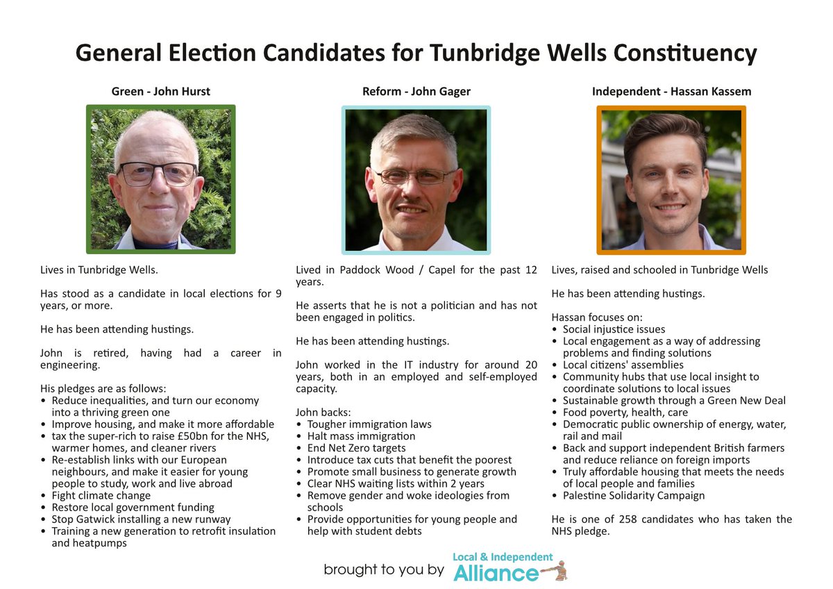 This evening's Tunbridge Wells General Election 2024 hustings at 7:45pm will be livestreamed on St James' Church's YouTube channel:
youtube.com/@stjameschurch….

The recording will be available for the week.

Voters would like to see all the candidates answering questions. #GE2024