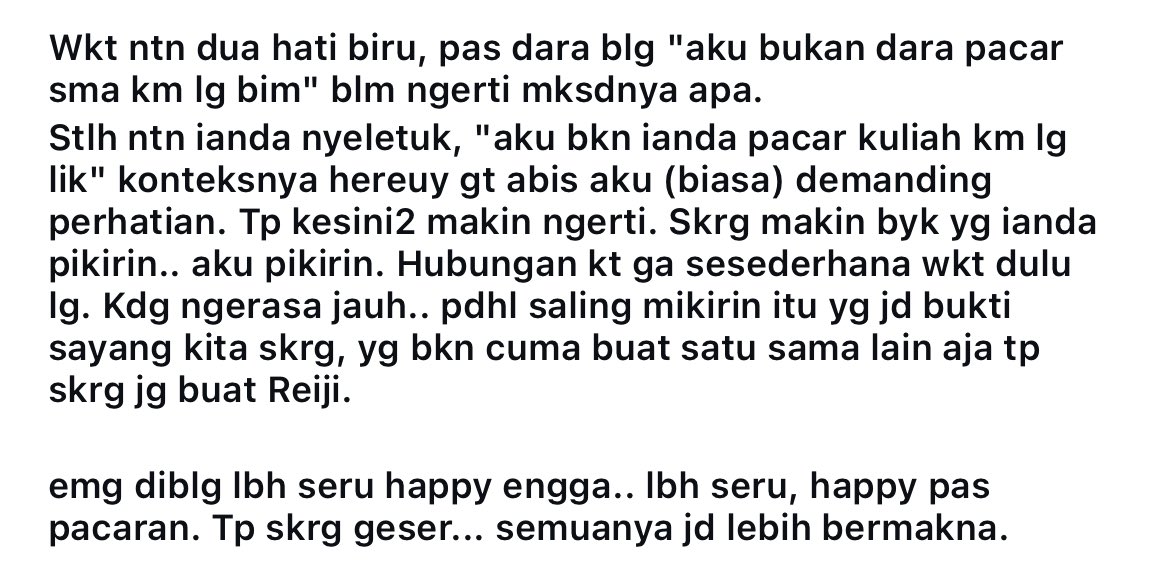 mirrorballhues's tweet image. 🥹🥹🥹

Aku tbtb paham makna dia blg "iya, aku bkn pcr kuliah km lagi" 

Skrg banyak yg dia usahakan, banyak yg dia pikirkan, lebih dr seorang pacar, tp sbg suami aku, yg pgn aku bahagia. Yg pgn aku senyum terus.