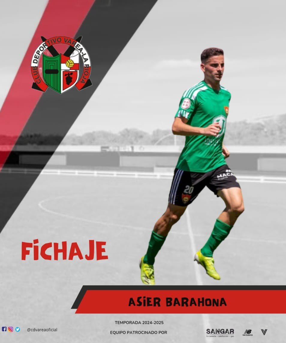 ⬜ COMUNICADO OFICIAL | FICHADO

➡️ A partir del dia 1 de julio <a href="/AsierBarahona20/">Asier Barahona</a> será jugador del primer equipo. Jugador de calidad, con una dilatada carrera llegando a jugar 30 partidos en 2ª división con el Mirandés.

Tus éxitos serán los nuestros! 

#CDVarea⚪🔴
#ORGULLOVAREA
