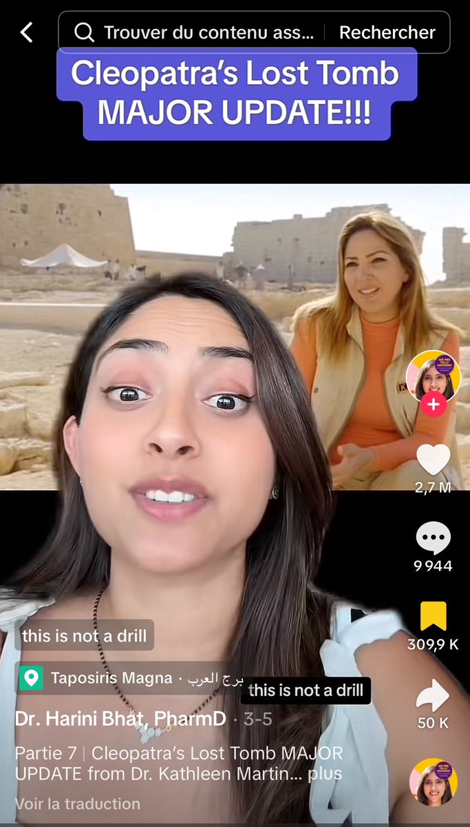 revuesdumonde's tweet photo. Le tombeau de Cléopatre a été retrouvé !

En tout cas c’est ce que dit TikTok depuis quelques semaines, et les vidéos sur le sujet explosent pour parler de Martinez, l’ « archéologue » sur laquelle on a déjà fait une enquête. 

Je sors une vidéo dimanche update et dramas. ☕️ https://t.co/hMJHBK8hBP