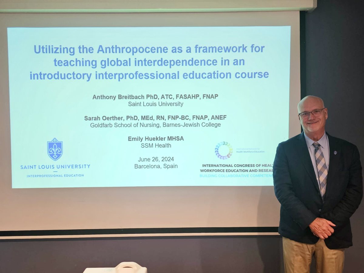SLU IPE (@slu_ipe) on Twitter photo Director of Interprofessional Education Dr. Anthony Breitbach presented at #inhwebarcelona2024 on how SLU aligns IPE 2100 with the university core attribute of Global Interdependence.
#international #interprofessional #OneSLU
<a href="/INHWE_Network/">INHWE</a> <a href="/SLUHealthNews/">SLUHealthNews</a> <a href="/CoreSlu/">SLU Undergraduate Core</a> <a href="/SLU_Official/">Saint Louis University</a> Director of Interprofessional Education Dr. Anthony Breitbach presented at #inhwebarcelona2024 on how SLU aligns IPE 2100 with the university core attribute of Global Interdependence.
#international #interprofessional #OneSLU
<a href="/INHWE_Network/">INHWE</a> <a href="/SLUHealthNews/">SLUHealthNews</a> <a href="/CoreSlu/">SLU Undergraduate Core</a> <a href="/SLU_Official/">Saint Louis University</a>