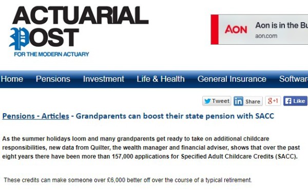 ⭐ Article: Grandparents can boost their state pension with SACC

 #actuaryjobs #staractuarial #actuarialjobs tinyurl.com/2llwdk49