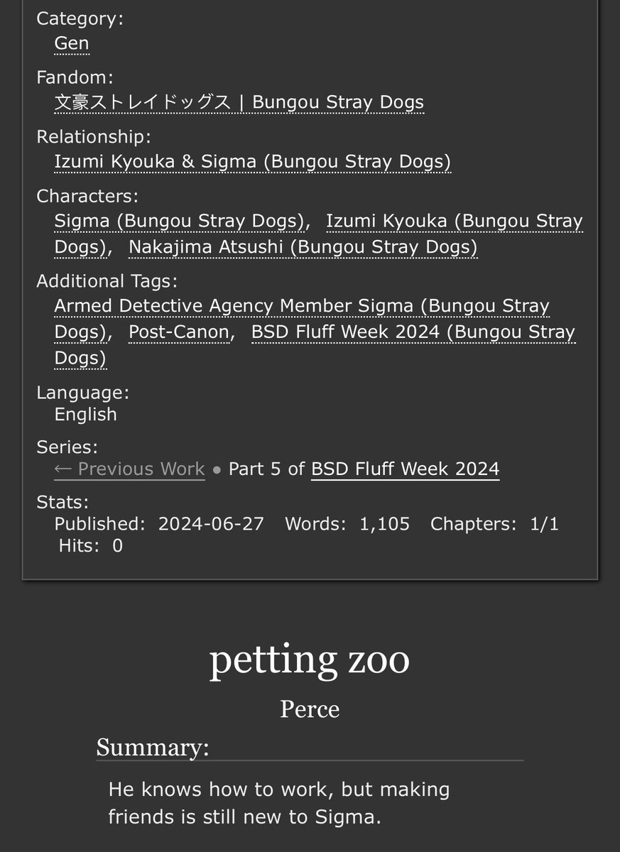 naka_jinko's tweet photo. fourth piece…s for #BSDFluffWeek24 !
i couldn’t pick just one so i wrote two for today ☺️
#bsd #bsdfic
#odasaku | #sigmabsd #kyoukabsd
🔗 https://t.co/vfTLnZblsm
🔗 https://t.co/3GnzYWPX3g https://t.co/EDWzcBjWrl
