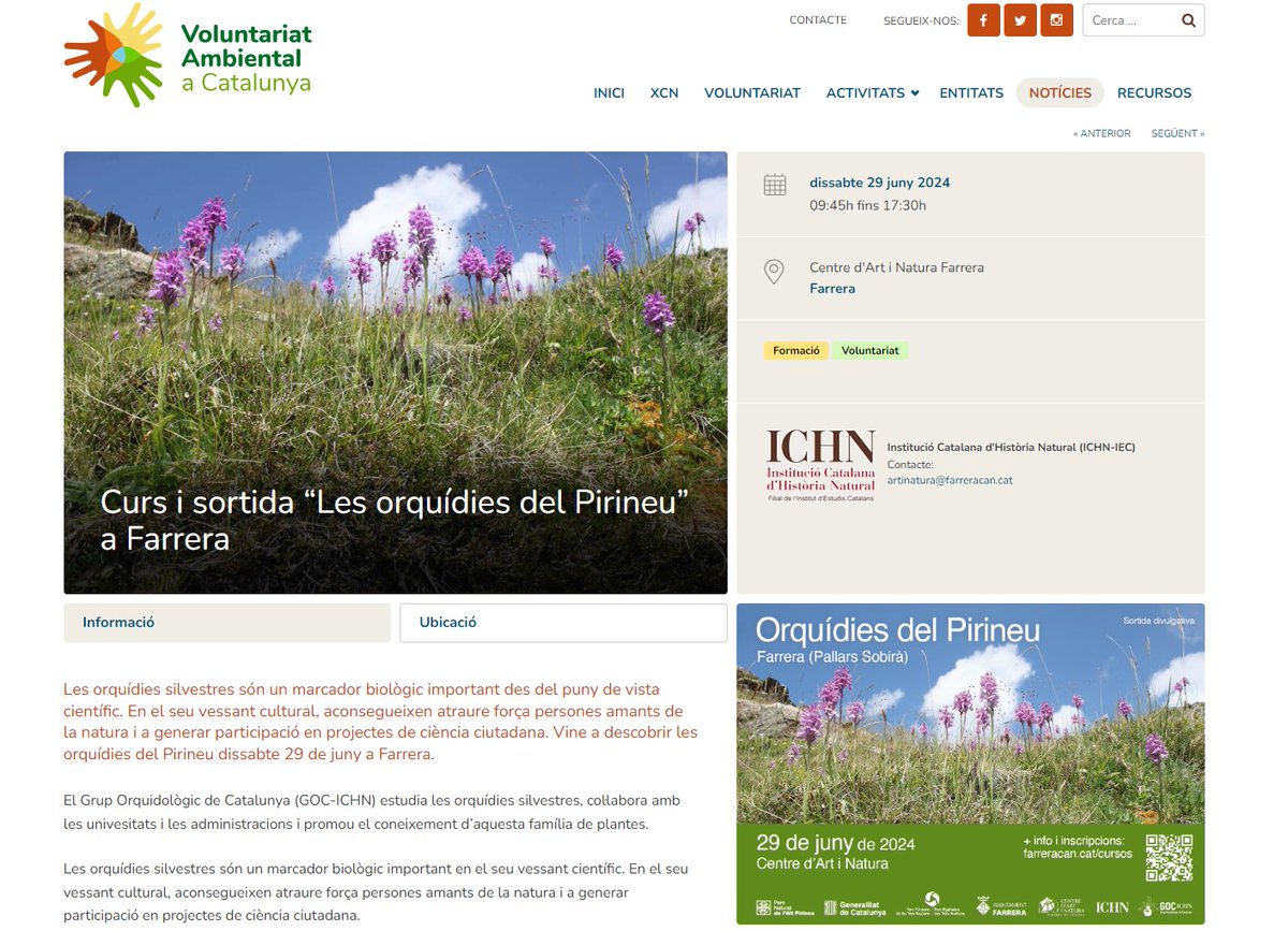 🌸🔍 Orquídies al Pirineu? Sí, existeixen! 
Aquest dissabte, uneix-te a la sortida formativa amb la @ichn_iec al Pallars Sobirà per descobrir aquestes flors fascinants.  🌿🏔️ 

bit.ly/3W1aJ0c