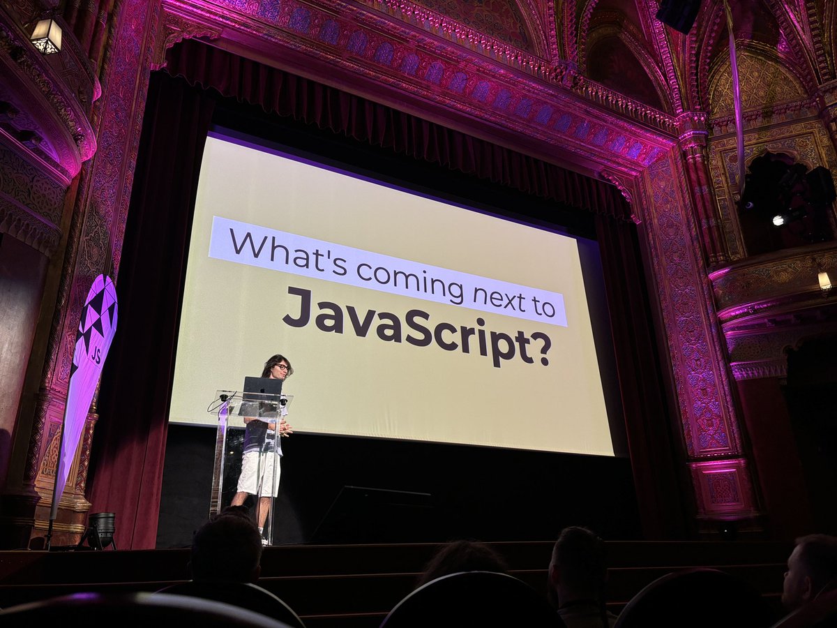megahitrw's tweet photo. Excited for upcoming new JS features for sure 💪🔥 great talk by @NicoloRibaudo at #JSConfBP https://t.co/yhbHyejRjw