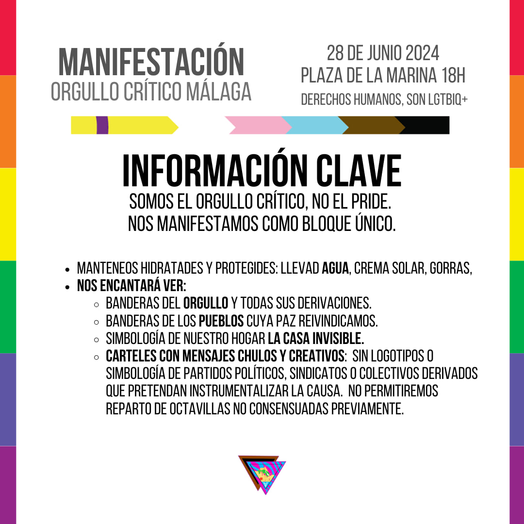 orgullo_cmlg's tweet photo. Nos vemos mañana en las calles, aquí os dejamos algunas indicaciones importantes de cara a la manifestación.

✊🏳️‍🌈🔥28J
🕕 18h
📌 Plaza de la Marina

Si tenéis dudas, estamos en los DM 📥

¡NOS VEMOS EN LAS CALLES! ✊ https://t.co/JlnueyB5RS