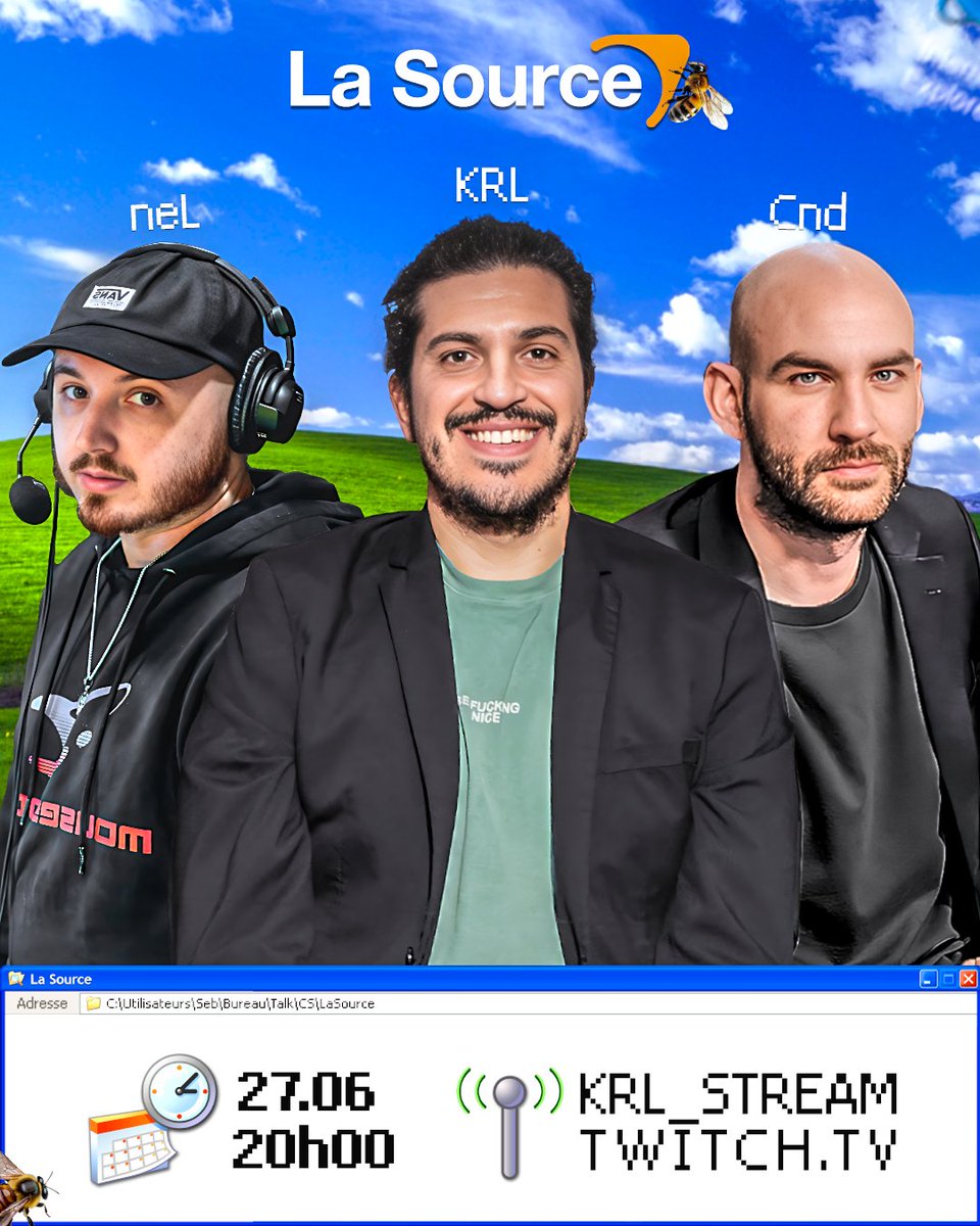 La Source revient ce soir à 20h00 pour une 12e émission, cette fois-ci dédiée à <a href="/TeamVitality/">Team Vitality 🐝</a> 🐝

Je serai accompagné de <a href="/neLendirekt/">neL</a> et <a href="/CMCnd/">Cnd</a> 🎙️