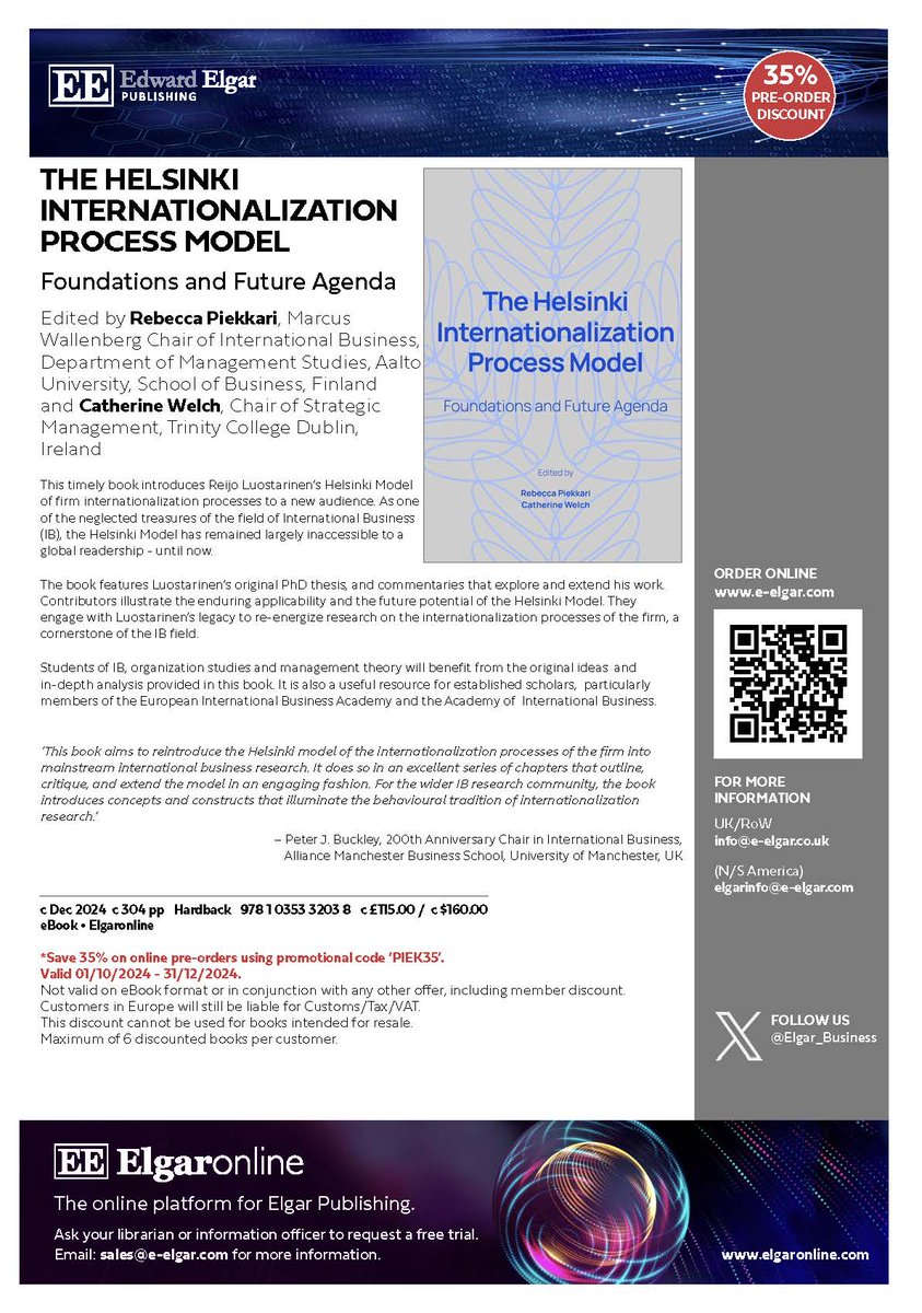 All IB scholars are familiar with the Uppsala model of  internationalisation but did you know that there is also a Helsinki model? In order to re-energize research on the internationalization processes of  the firm, contemporary IB scholars have written a book on it.