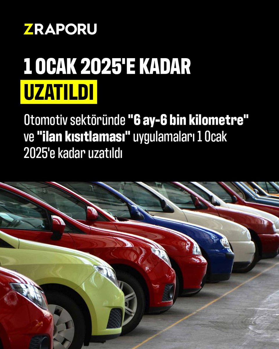 zraporucom's tweet image. 🚗Otomobiller için hayata geçirilen uygulama 1 Ocak 2025&apos;e kadar devam edecek

#araba #otomobil #satış #türkiye #zraporu