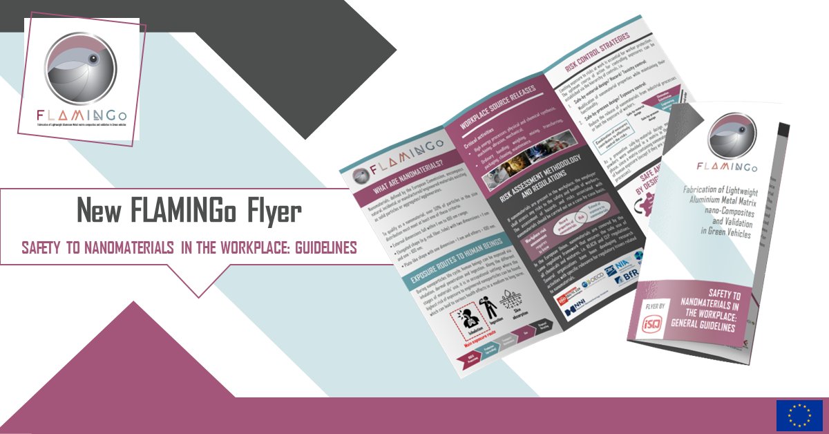 🚙 The new FLAMINGo Project H2020 #flyer is out, focusing on "#SAFETY TO #NANOMATERIALS IN THE WORKPLACE: GENERAL #GUIDELINES".

🧪⚛️Check it out and stay informed on how to ensure a safe working environment when handling nanomaterials👇
flamingo-project.eu/wp-content/upl…
#FLAMINGo #H2020