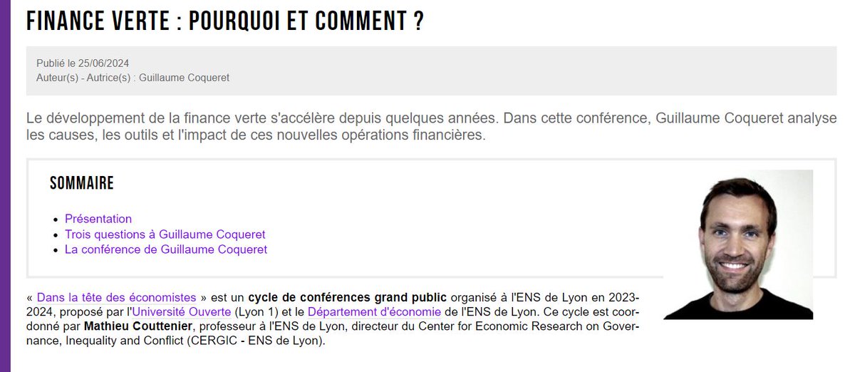 SES-ENS (@ses_ens) on Twitter photo Qu'est-ce que la #finance verte et comment analyser son développement ?
▶️Une conférence de <a href="/g_coqueret/">Guillaume Coqueret</a> professeur à <a href="/EMLYON/">emlyon business school</a> à retrouver sur <a href="/ses_ens/">SES-ENS</a>
👉ses.ens-lyon.fr/articles/finan…
<a href="/_APSES_/">L'APSES quitte X | Rdv sur @apses.bsky.social</a>
<a href="/ENSdeLyon/">ENS de Lyon</a>
<a href="/eduscol_SES/">éduscol SES</a>
#SES Qu'est-ce que la #finance verte et comment analyser son développement ?
▶️Une conférence de <a href="/g_coqueret/">Guillaume Coqueret</a> professeur à <a href="/EMLYON/">emlyon business school</a> à retrouver sur <a href="/ses_ens/">SES-ENS</a>
👉ses.ens-lyon.fr/articles/finan…
<a href="/_APSES_/">L'APSES quitte X | Rdv sur @apses.bsky.social</a>
<a href="/ENSdeLyon/">ENS de Lyon</a>
<a href="/eduscol_SES/">éduscol SES</a>
#SES