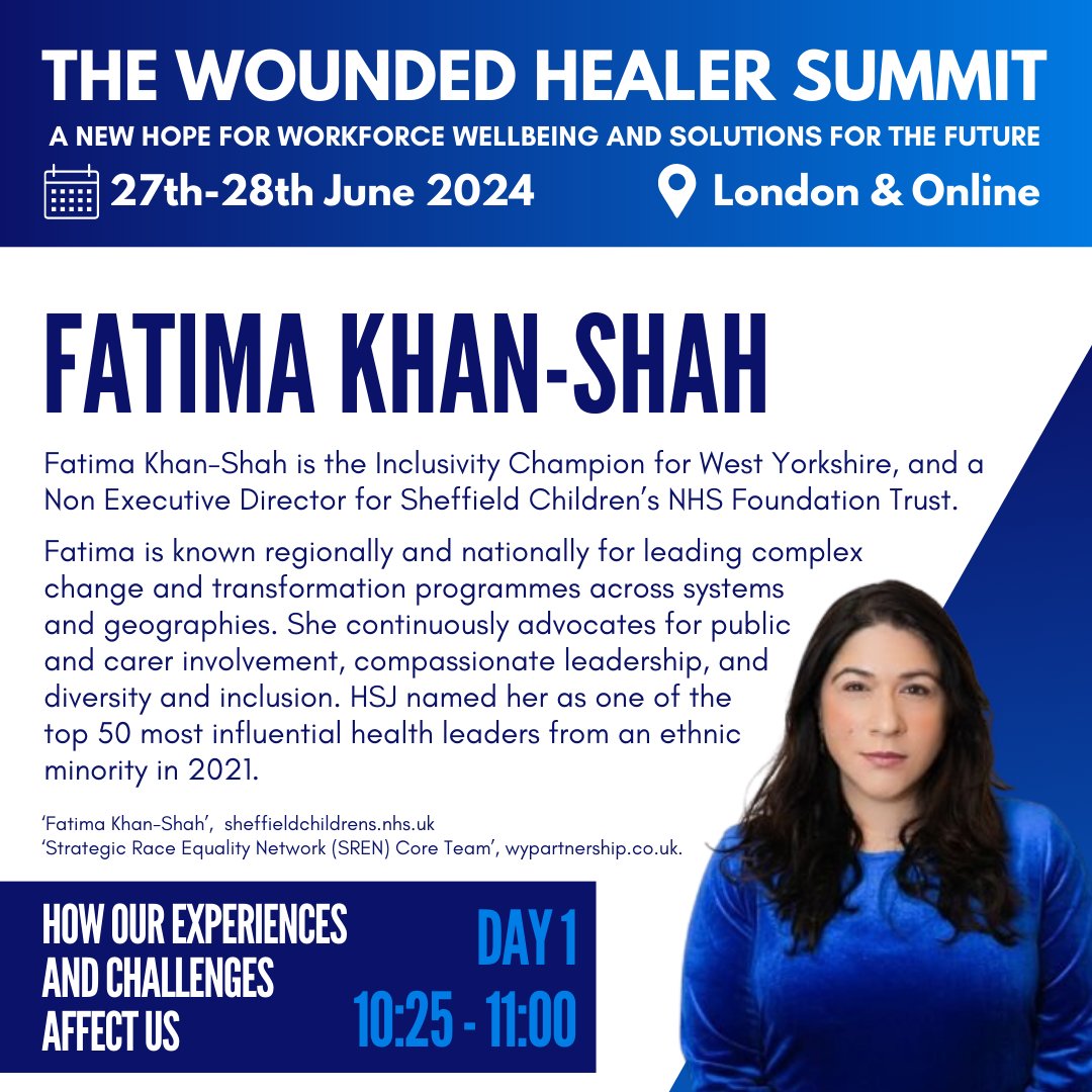 Proud to be representing <a href="/WYpartnership/">West Yorkshire Health and Care Partnership</a> <a href="/MayorOfWY/">Tracy Brabin, Mayor of West Yorkshire</a> at the #WoundedHealerSummit2024 joining <a href="/CNagpaul/">Chaand Nagpaul</a> <a href="/robinashah_GM/">Dame Robina Shah DBE DL JP CPychol FRCGP(Hon)</a> talking about how our #Leadership journey both the good and bad can make us #Inclusive + #Compassionate leaders 
I can't promise I don't melt before I arrive!