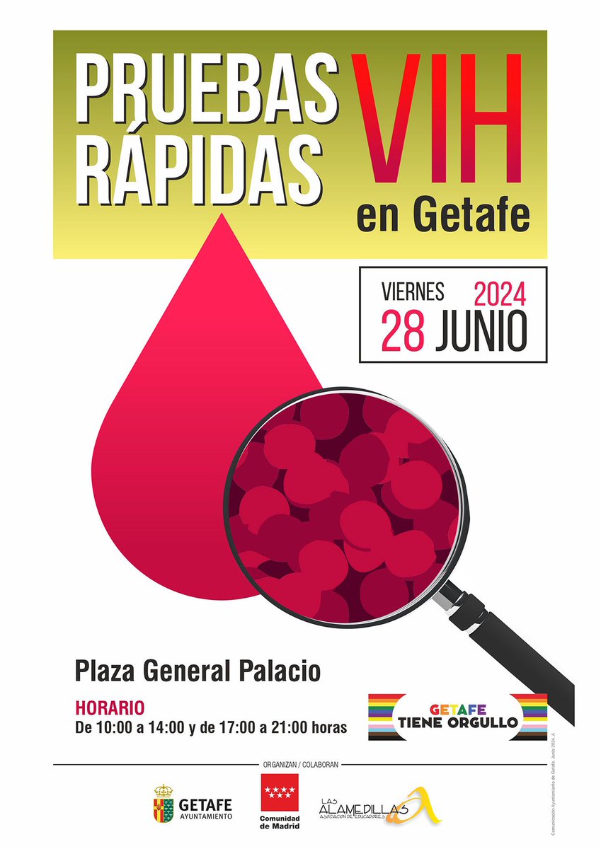 El 28 de junio se establecerá en la plaza General Palacios una mesa de consulta de salud sexual y pruebas rápidas de VIH y otras ITS. Se ofrecerá, gratuitamente, a la población pruebas rápidas de VIH y/o sífilis, así como dispensación de material anticonceptivo e información