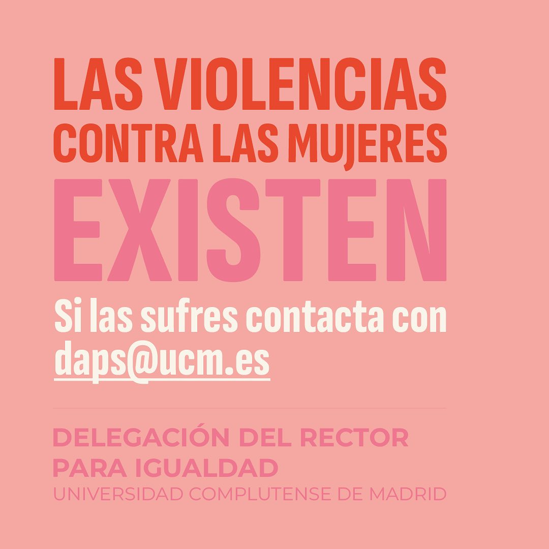 📲 Si lo necesitas o conoces a alguien que pueda necesitarlo, contacta con nosotras a daps@ucm.es o llama 650 97 1925

#UnidadIgualdadUCM #NoEstásSola 
<a href="/ClinicaPsicoUCM/">Clínica Universitaria Psicología-UCM</a> <a href="/facultadtsucm/">Facultad Trabajo Social (UCM)</a> <a href="/optica_ucm/">Facultad de Óptica y Optometría UCM</a> <a href="/OdonUcm/">Facultad Odontología UCM</a> <a href="/FMedicinaUniCM/">Facultad de Medicina UCM</a>