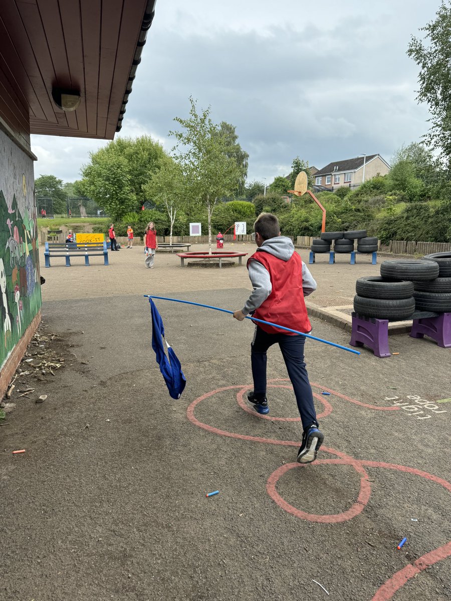 P7 loved the nerf gun war they had yesterday in the playground! Lots of fun to celebrate the end of term. #MCPSP7 #HWB #Teamwork <a href="/WlhwbChamps/">WL Health and Wellbeing</a>