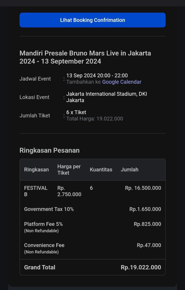 mercyeunike's tweet photo. WTS Bruno Mars Jakarta 👑 - 13 September - Day 1-Festival B available 3 tickets (belinya kesurupan wkwk) #brunomars #JIS #jakarta #wts #wtb #CAT3 #festivalA #festivalB ✨✨✨ https://t.co/XC8qCztlGs
