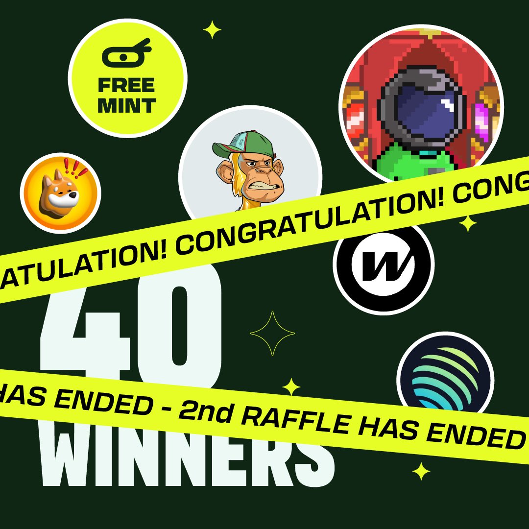 The 2nd raffle has ended! 🎉  

Congrats to the 40 winners who will be contacted via DM. 

Keep collecting those tickets 👀...and get your the Founding Member pass now!

revealio.xyz/buy-pass