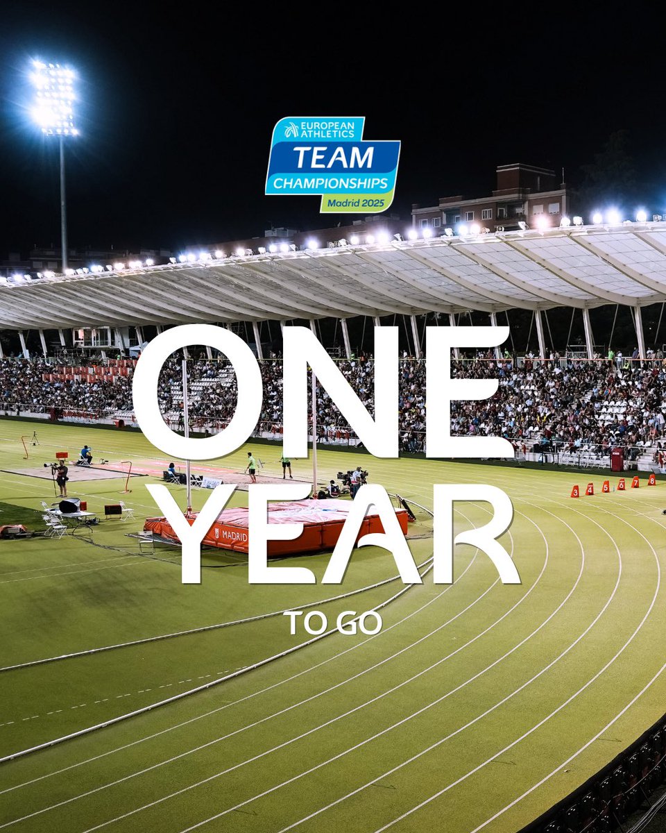 EuroAthletics's tweet photo. Hola Madrid! 🇪🇸✌️

We’re on the one year countdown to the 2025 European Athletics Team Championships 1st Division! 🥳 

#Madrid2025 https://t.co/45ChLxipfZ
