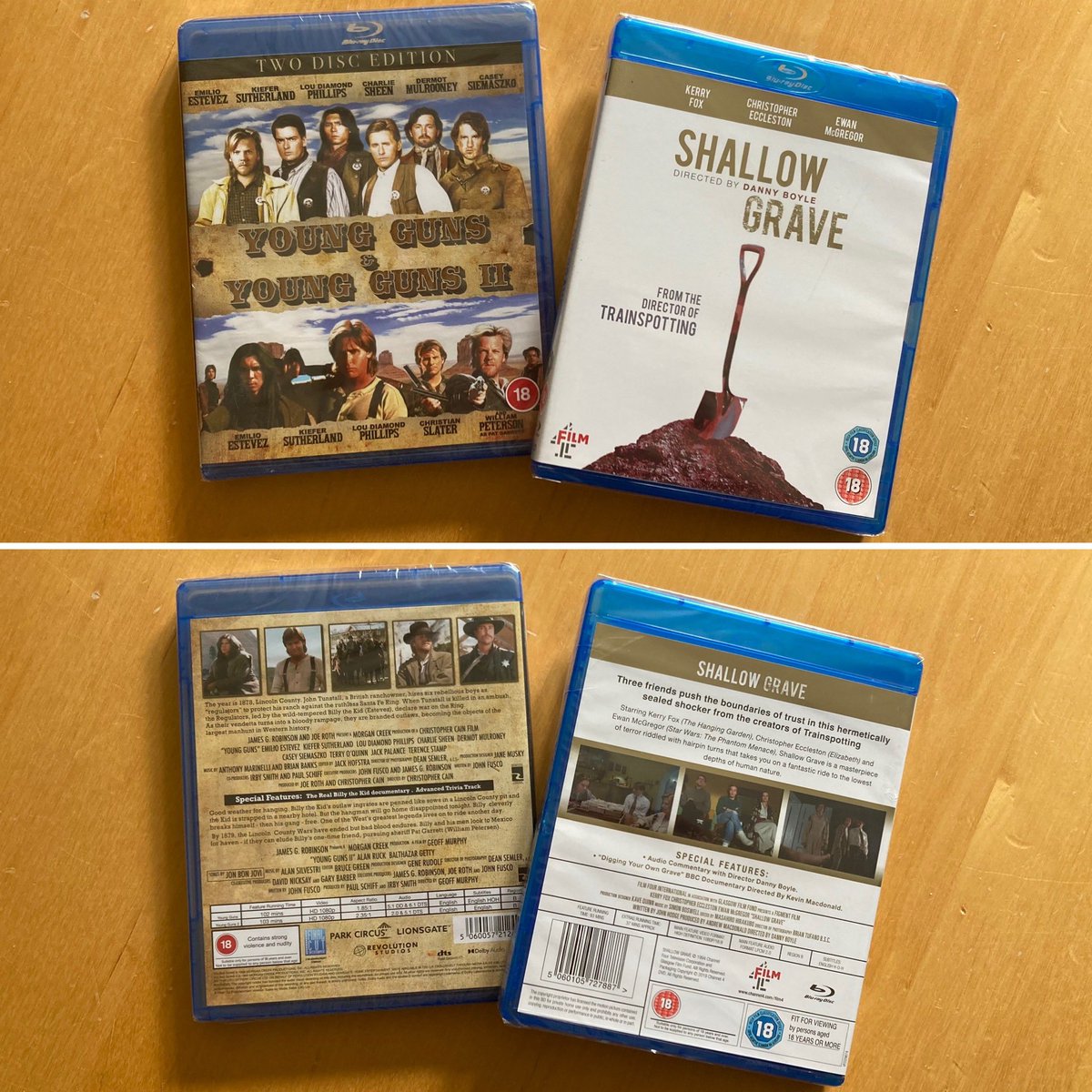 s77tux's tweet image. #LatestAdditions to my #BlurayCollection: two-disc edition of both #YoungGuns films, plus #ShallowGrave (which I can’t believe I haven’t owned until now!!) #Bluray #PhysicalMedia #KeepDiscsAlive