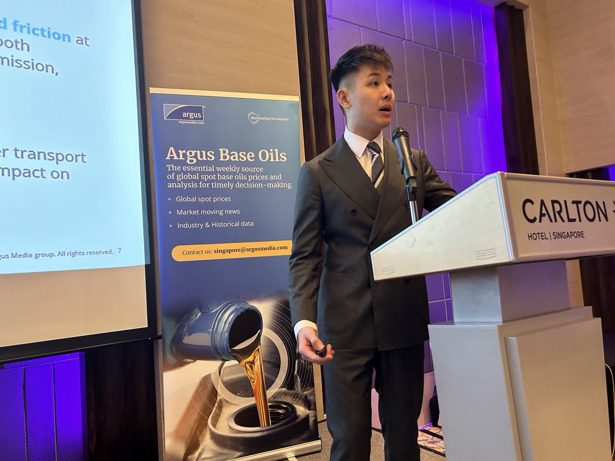 ArgusMedia's tweet photo. #ArgusMedia is hosting its 𝗔𝘀𝗶𝗮-𝗣𝗮𝗰𝗶𝗳𝗶𝗰 𝗕𝗮𝘀𝗲 𝗢𝗶𝗹𝘀 𝗙𝗼𝗿𝘂𝗺 today at Carlton Hotel, Singapore, and we are joined by over 70 participants across the supply chain. 

Learn more about #ArgusBaseOils services: 
https://t.co/Vf4dyy7pOE | #baseoils #oilmarkets #OOTT https://t.co/kI0nQHgllA
